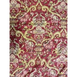 Waverly Reversible Damask Floral Comforter Burgundy Gold Sage Rope Trim Heavy